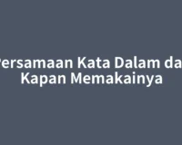 Persamaan Kata Dalam dan Kapan Memakainya